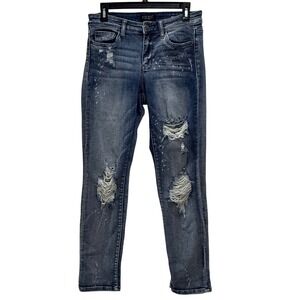 Judy Blue Womens Boyfriend Fit Distressed Jeans Size 5/27 Tummy Control Slimming